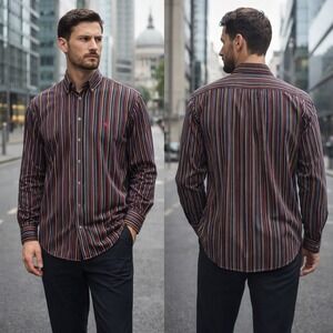 Burberry London Nova Stripe Shirt XL UK Made Cotton‎ Knight Logo